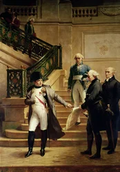 I. Napóleon (1769-1821) a Palais Royalban, akit a Törvényszék elnöke fogadott, és megtagadta Percier vagy Fontaine terveit, 1807